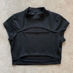black ribbed cut out crop top!